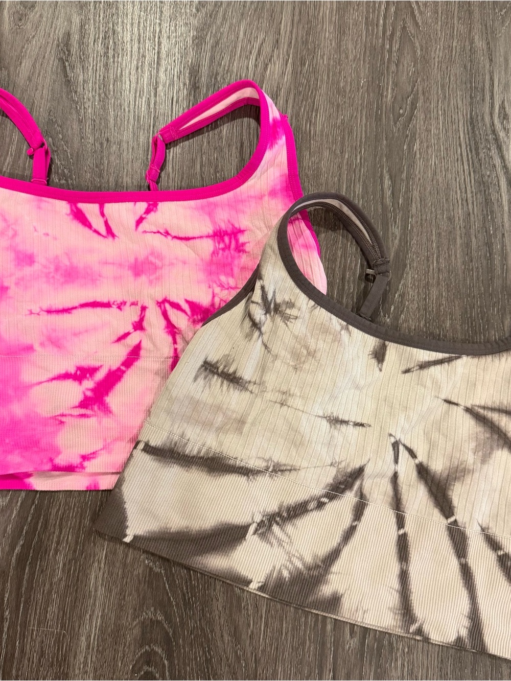 PINK Tie-Dye Ribbed Sports bra - Pink & Grey